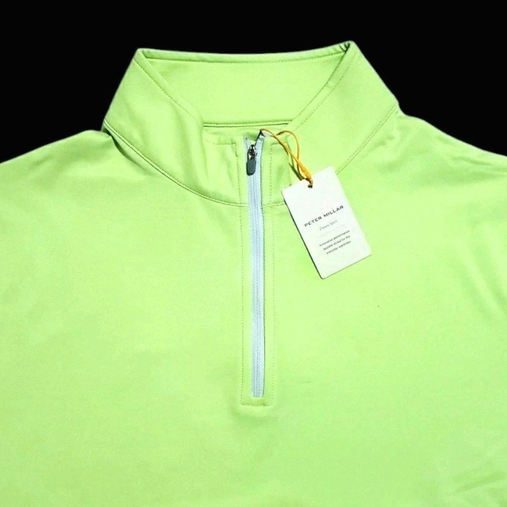 NEW Peter Millar Crown Sport Performance Medium Lime 1/4 Zip Pullover